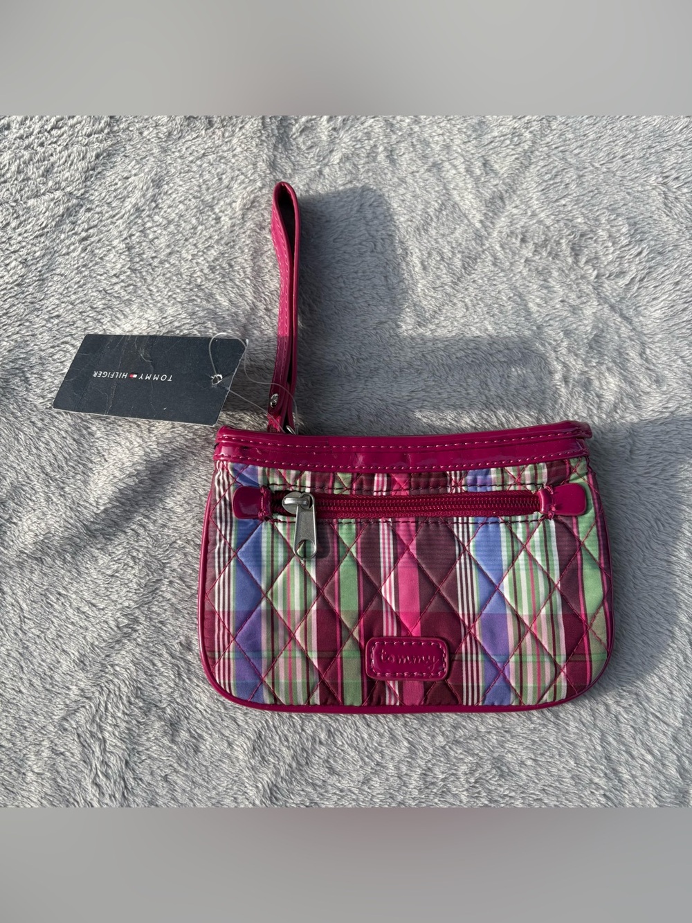 NWT w/ Issue 2013 Tommy Hilfiger Pink Multicolor Plaid Wristlet READ